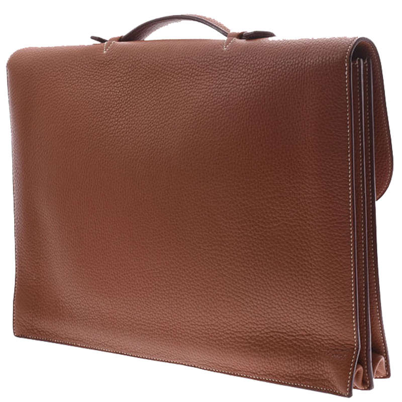 

Hermes Brown Clemence Leather Sac a Depeches 38 Briefcase