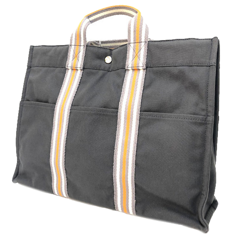 

Hermes Gray/Orange Cotton MM Tote Bag, Grey