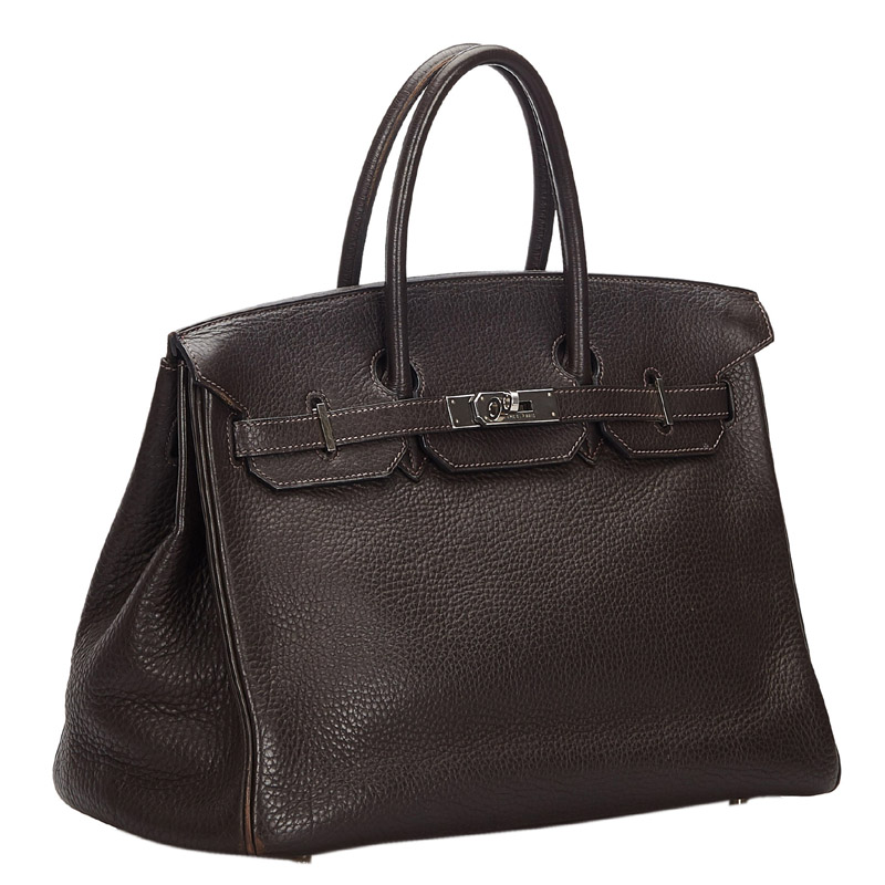 

Hermes Ebene Togo Leather Palladium Hardware Birkin 35 Bag, Brown