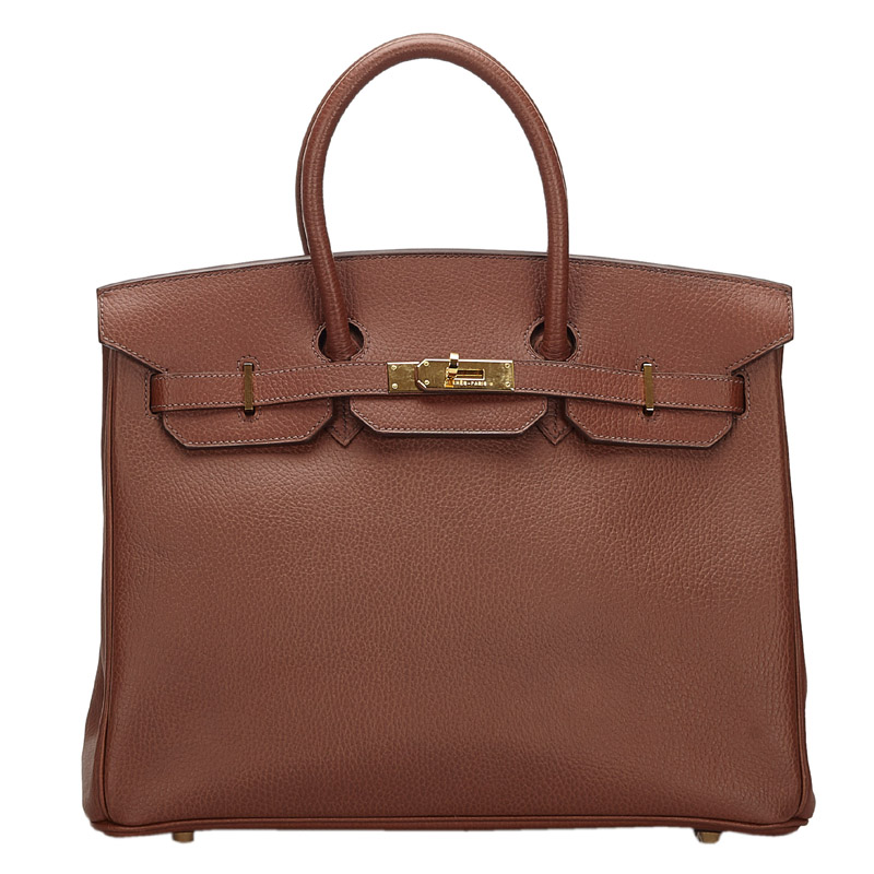 Hermes Terre Clemence Togo Leather Gold Hardware Birkin 35 Bag