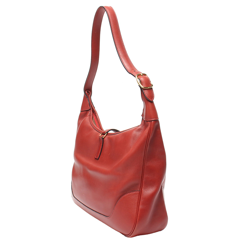 

Hermes Red Leather Trim Shoulder Bag