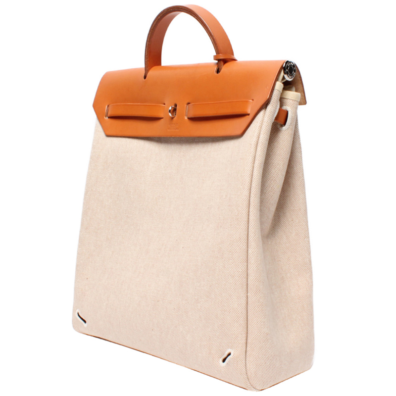 

Hermes Beige/Orange Toile Canvas Bag