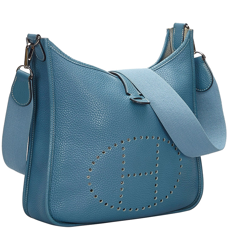 

Hermes Blue Togo Leather Evelyn I MM Bag