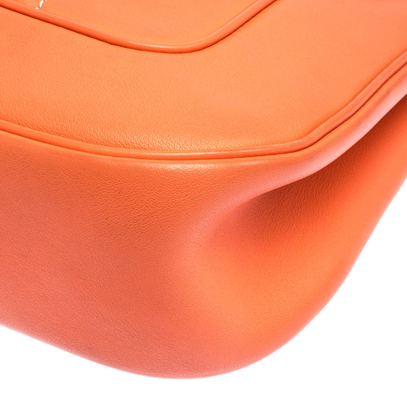 Hermes Orange Leather Palladium Hardware Berline Bag Hermes