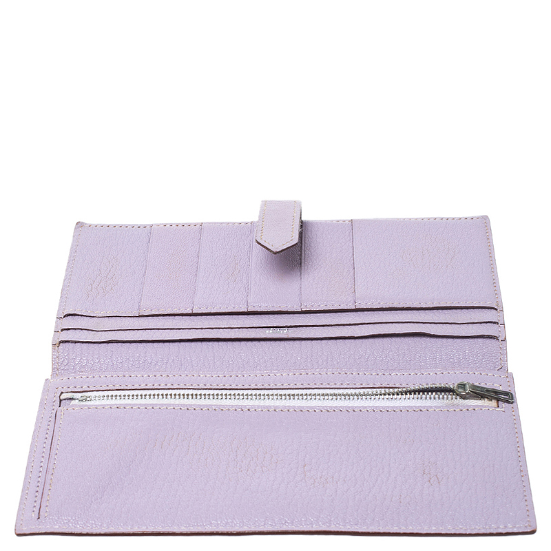 

Hermes Lilas Chevre Leather Bearn Gusset Wallet, Purple