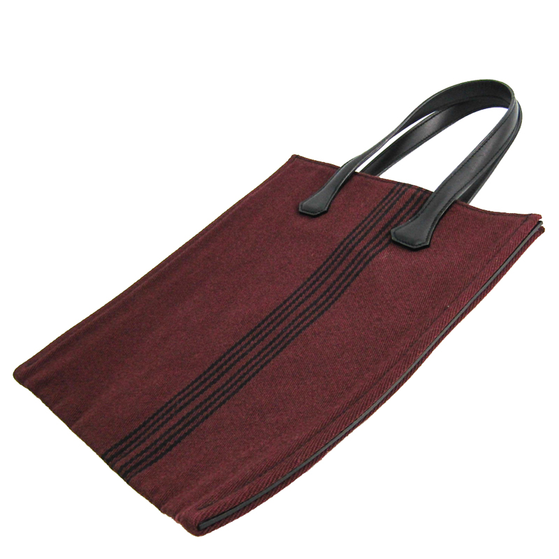 

Hermes Black/Bordeaux Wool Leather Tote Bag