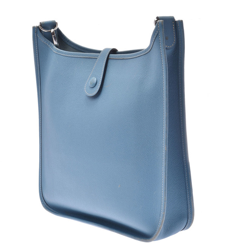 

Hermes Blue Clemence Leather Evelyne Bag