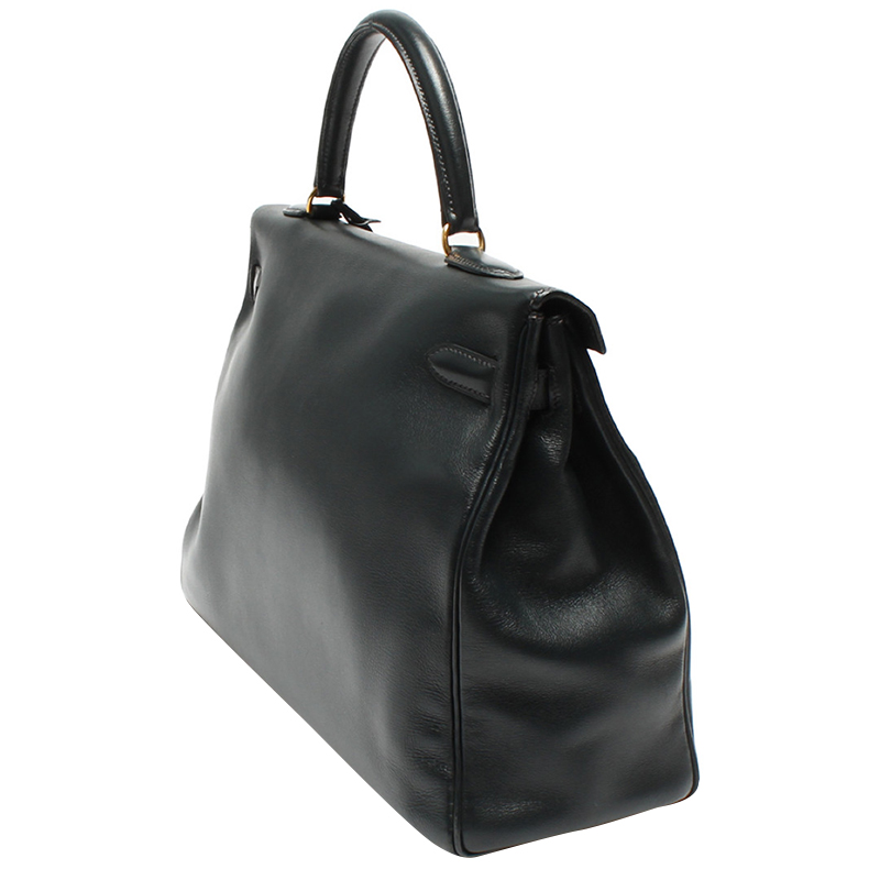 

Hermes Navy Blue Calf Leather Gold Hardware Kelly Retourne 35 Bag