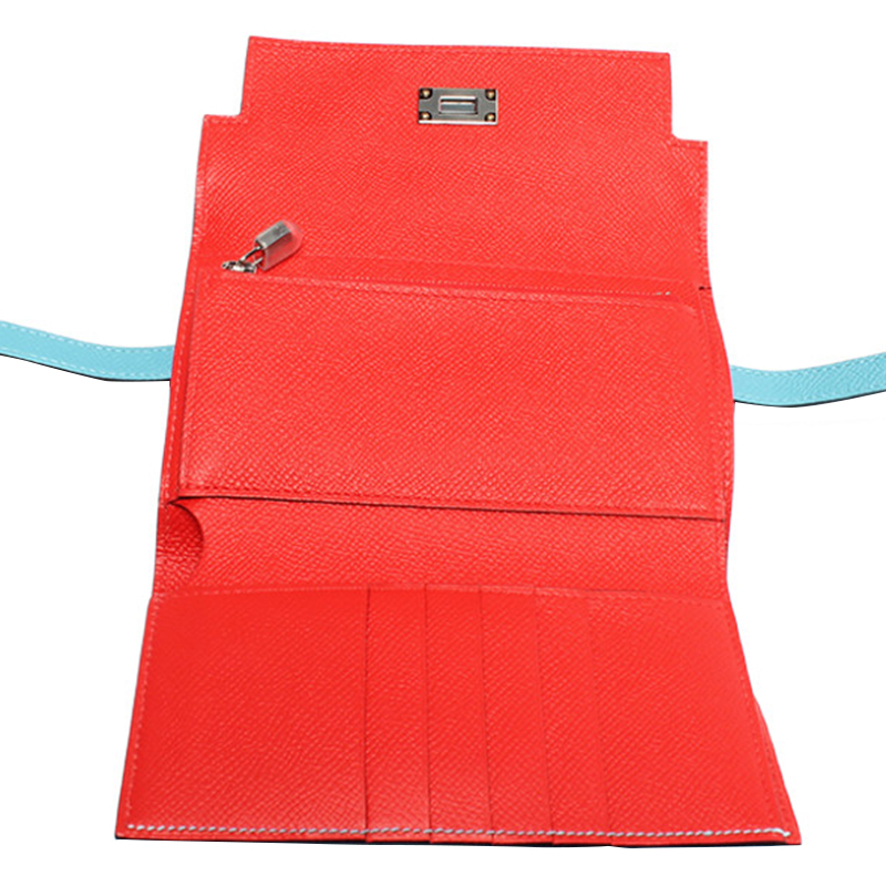 

Hermes Blue Leather Tri-Fold Kelly Classic Wallet