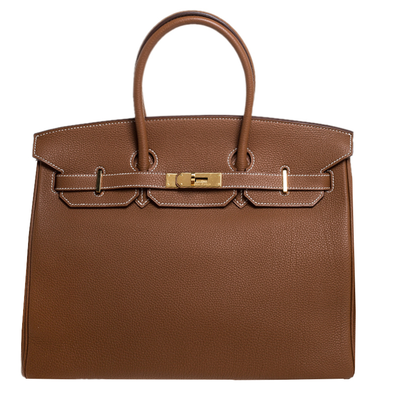 Hermes Gold Togo Leather Gold Hardware Birkin 35 Bag