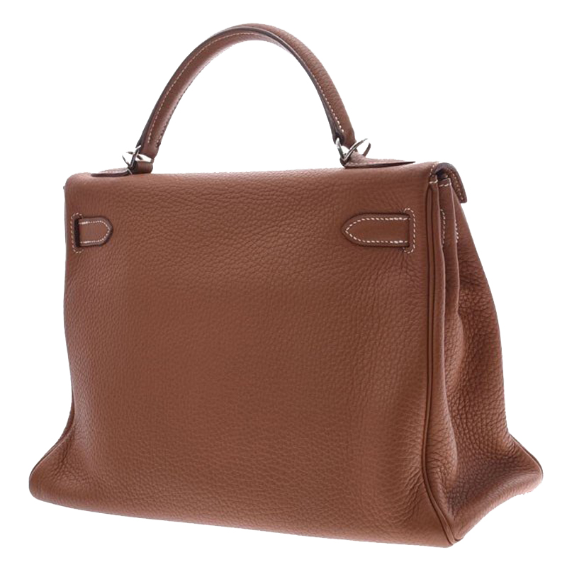 

Hermes Brown Clemence Leather Palladium Hardware Kelly 32 Bag