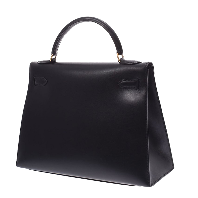 

Hermes Black Leather Gold Hardware Kelly Retourne 32 Bag