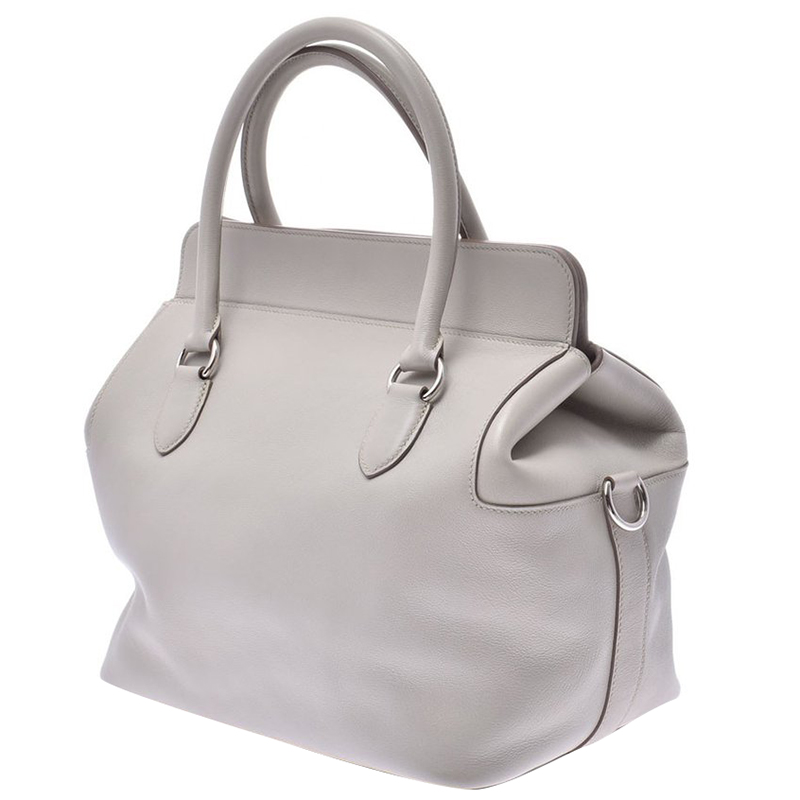 

Hermes Pearl/Gray Swift Leather Tool Box Bag, Grey