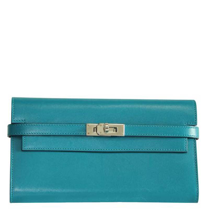 Hermes Blue Leather Classic Kelly Wallet Hermes | The Luxury Closet