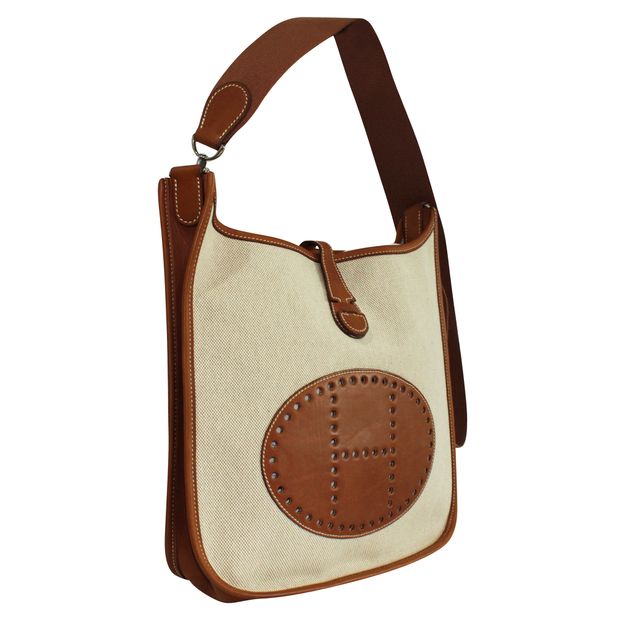 

Hermes Brown Toile Canvas And Clémence Leather Evelyne Bag