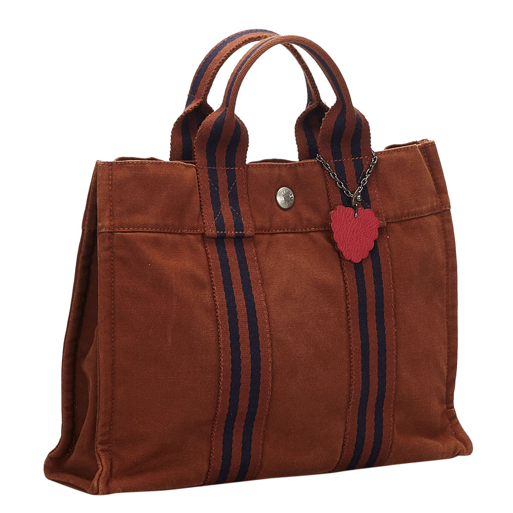 

Hermes Brown/Blue Canvas Fourre Tout PM Bag