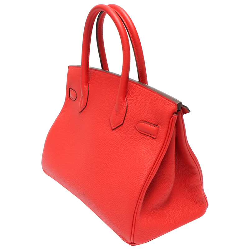 

Hermes Rouge Togo Leather Gold Hardware Birkin 30 Bag, Red