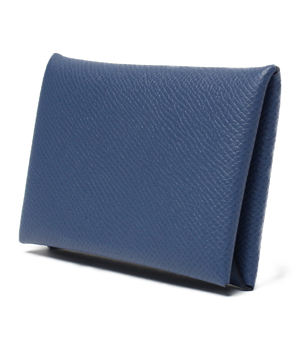 Hermès - Authenticated Calvi Purse - Leather Blue for Women, Never Worn