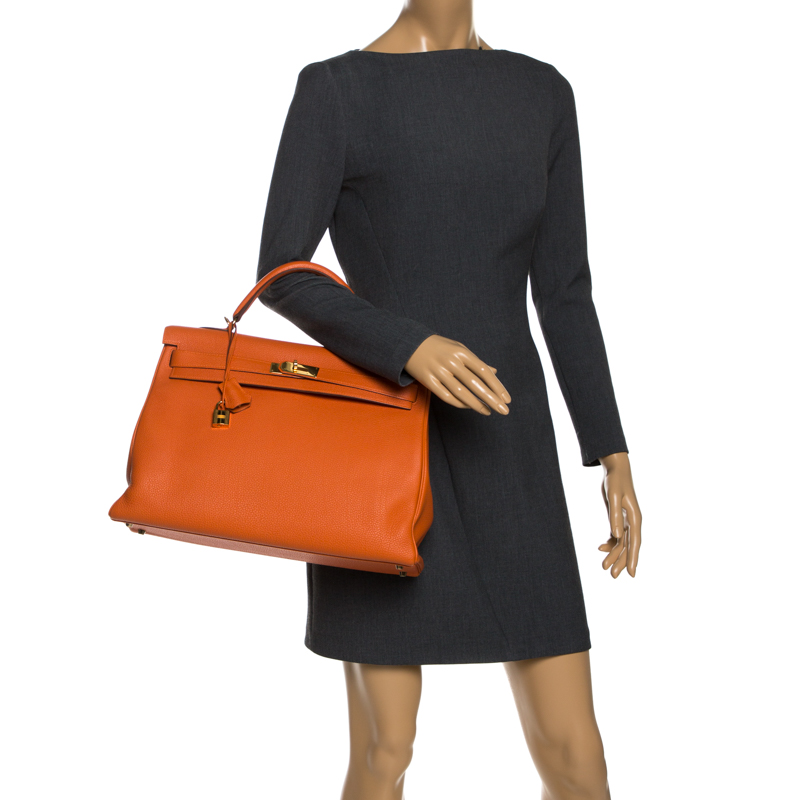 

Hermes Orange Togo Leather Gold Hardware Kelly Retourne 40 Bag