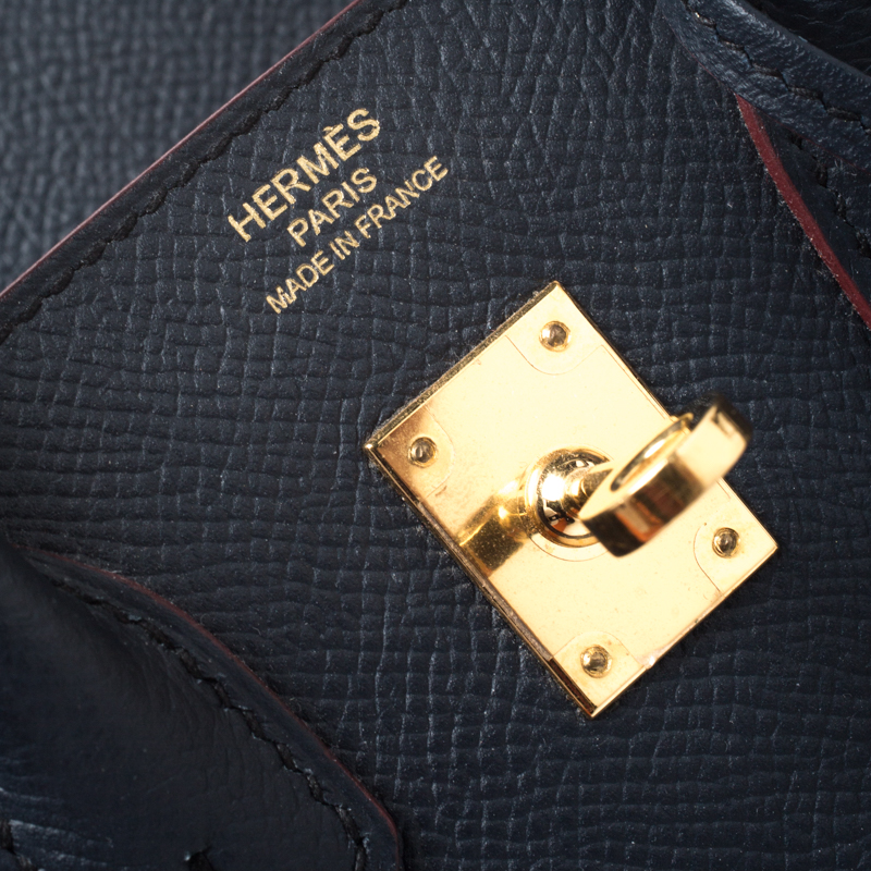 Hermès Birkin 25 In Black Epsom With Gold Hardware in Blue