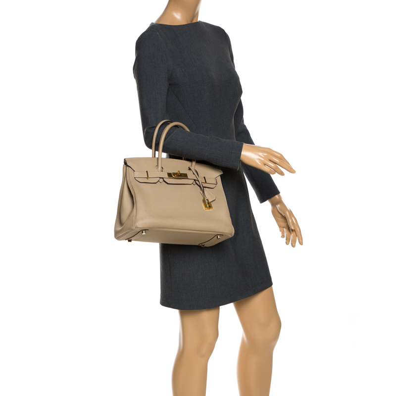 

Hermes Beige Togo Leather Gold Hardware Birkin 30 Bag