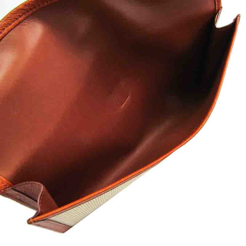 

Hermes Beige/Brown Crinoline And Leather Jige Elan Clutch Bag