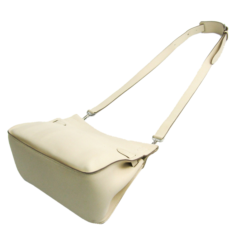 

Hermes Ivory Clemence Leather Palladium Hardware Jypsiere 28 Bag, White
