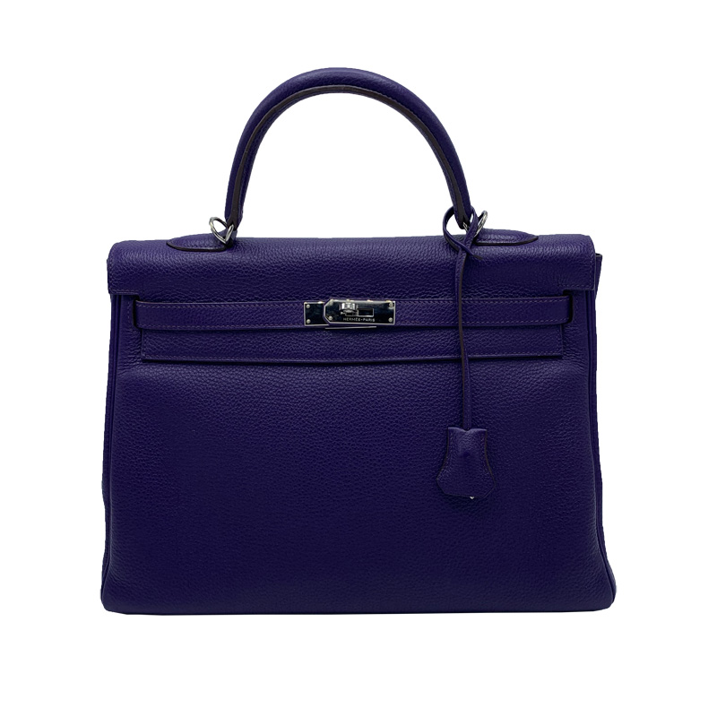 Pre-owned Hermes Iris Togo Leather Palladium Hardware Kelly 35 Bag In Purple