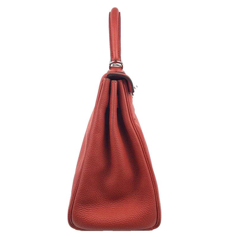 

Hermes Rouge Leather Palladium Hardware Kelly Retourne 28 Bag, Red