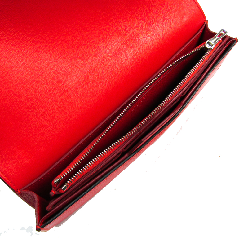 

Hermes Red Leather Long Wallet