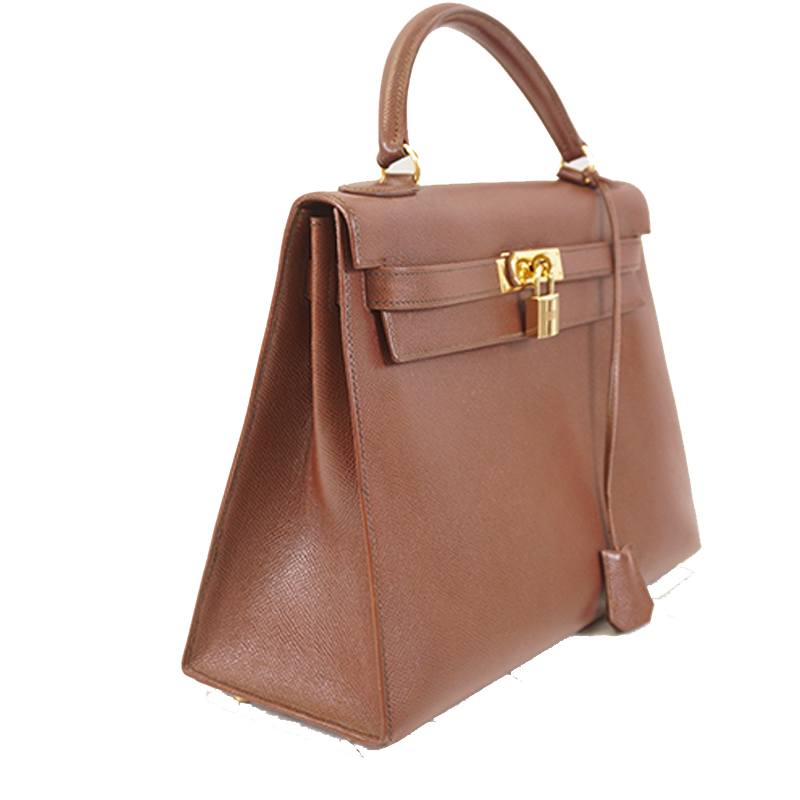 

Hermes Noisette Courchevel Leather Gold Hardware Kelly 32 Bag, Brown