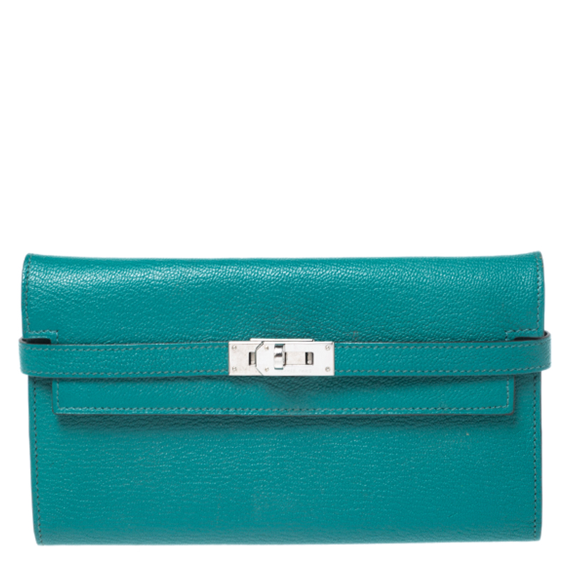 Hermes Vert Vertigo Taurillon Novillo Leather Classic Kelly Wallet