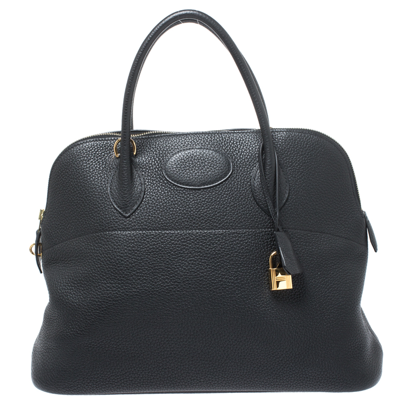 Pre Owned Hermes Black Togo Leather Gold Hardware Bolide 35 Bag