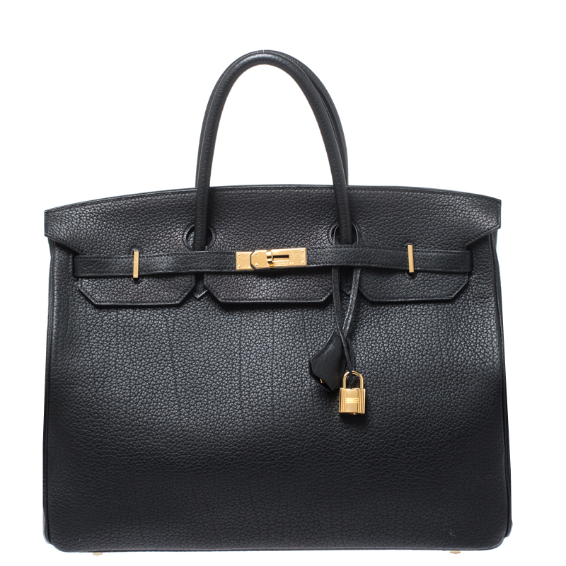 black leather hermes bag