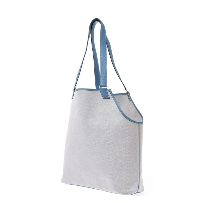 

Hermes Blue Jean/Gray Toile And Leather Jardinier Shoulder Bag