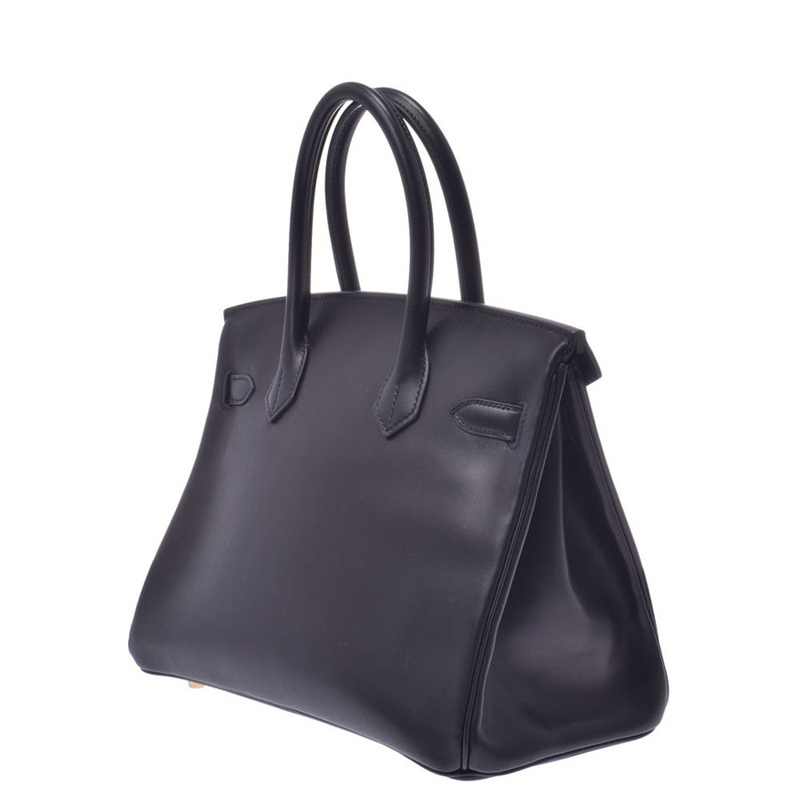 

Hermes Black Leather Gold Hardware Birkin 30 Bag