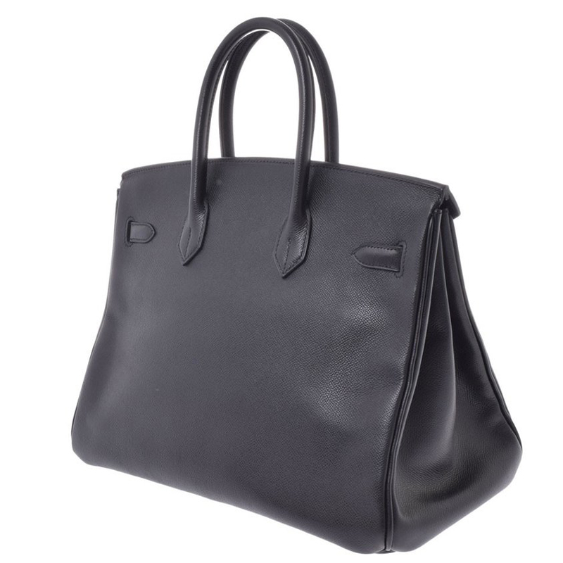 

Hermes Black Leather Palladium Hardware Birkin 35 Bag