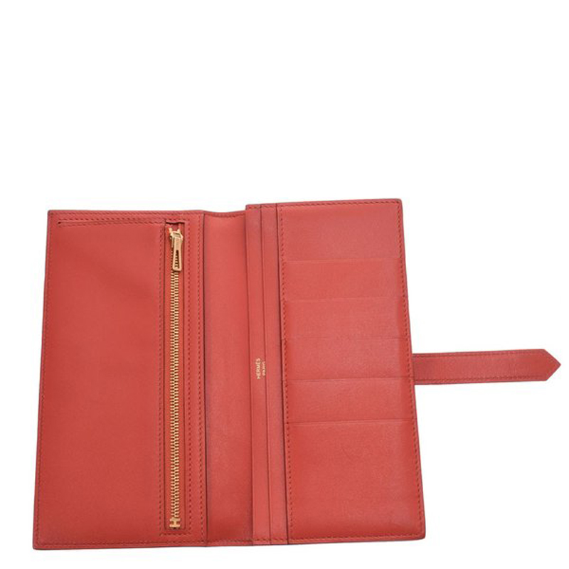 

Hermes Orange Leather Bearn Gusset Wallet