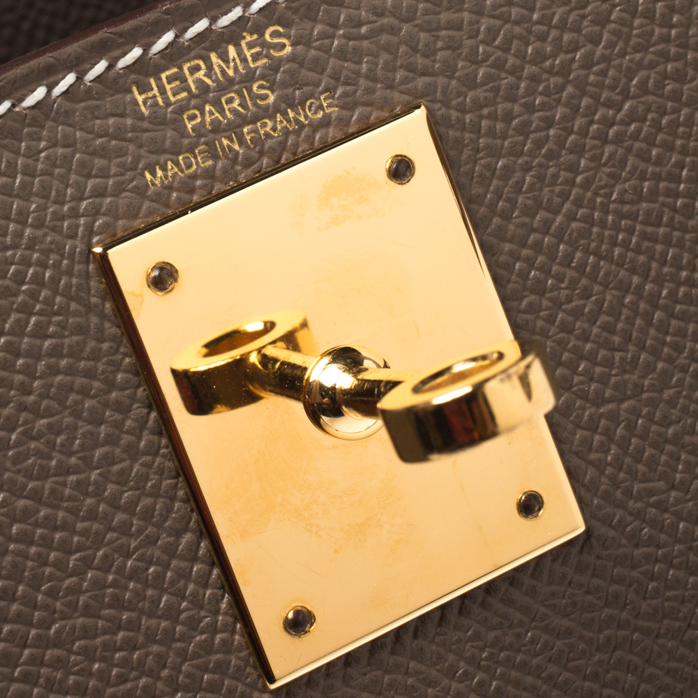 Hermès Kelly 32 Etoupe Sellier Epsom Gold Hardware GHW — The