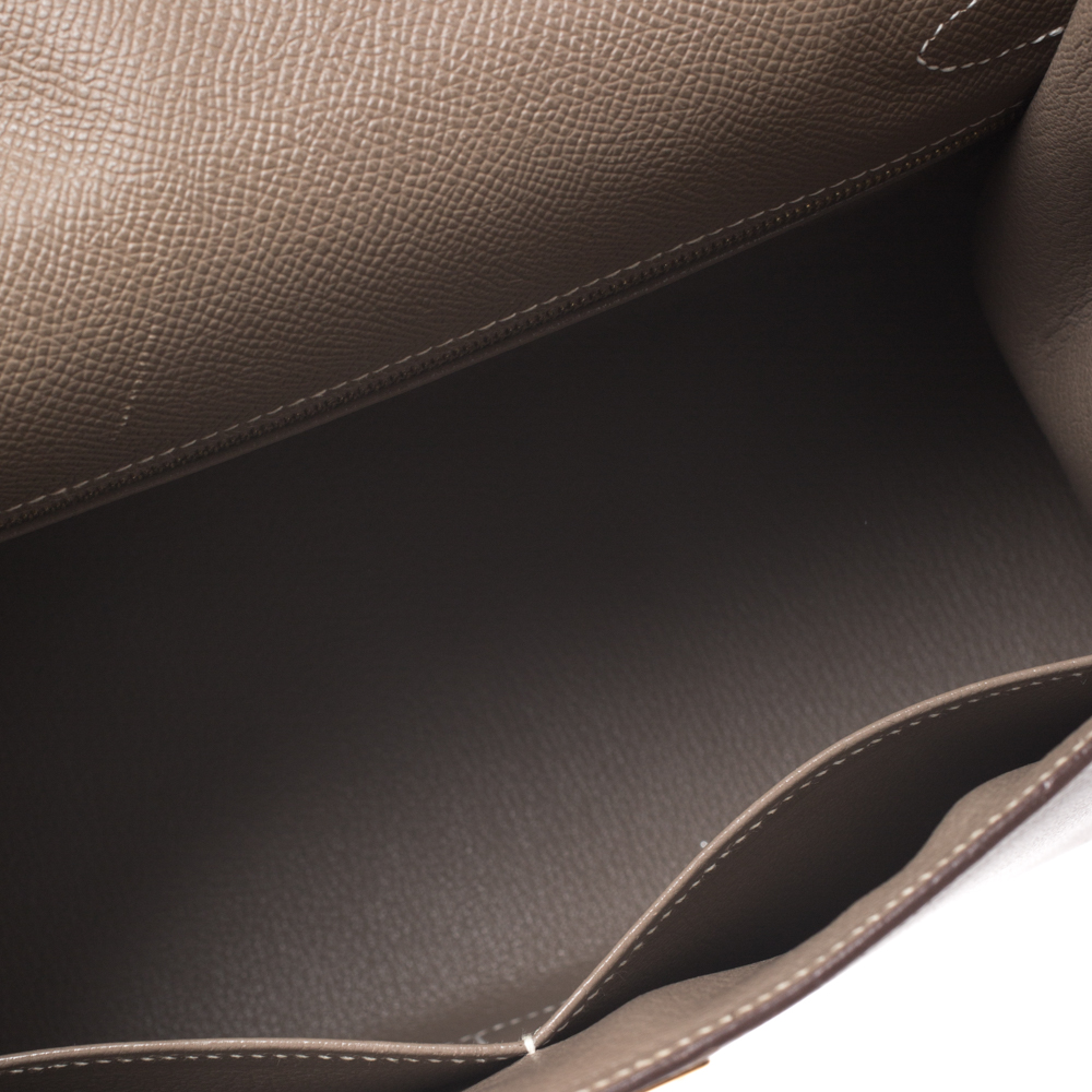 Hermès - Hermès Kelly 28 Epsom Leather Handbag-Etoupe Silver Hardware