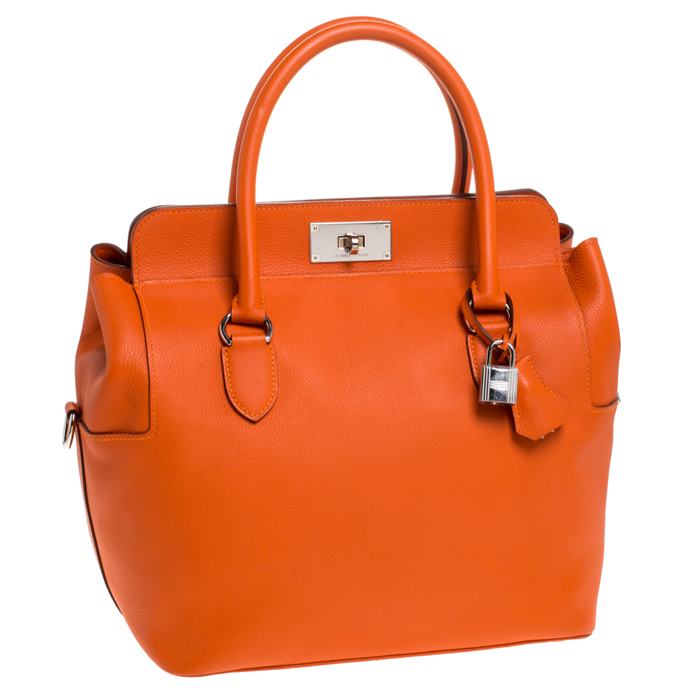 Hermes Orange Ever Color Leather Palladium Hardware Toolbox 26 Bag ...