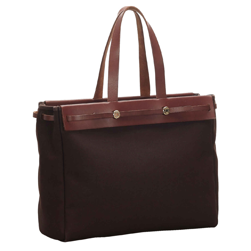 

Hermes Brown Canvas Herbag Cabas MM Bag