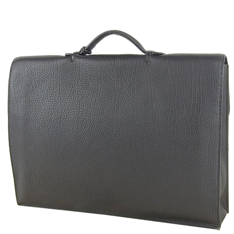 

Hermes Black Clemence Leather Taurillon Sac a Depeches Briefcase