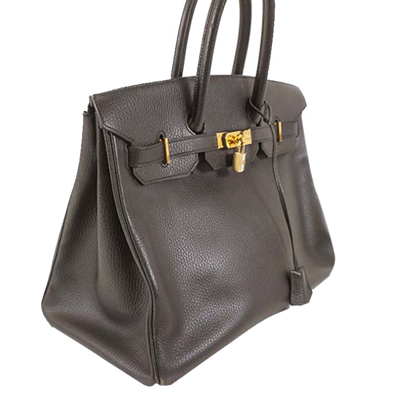 

Hermes Black Ardennes Leather Gold Hardware Birkin 35 Bag