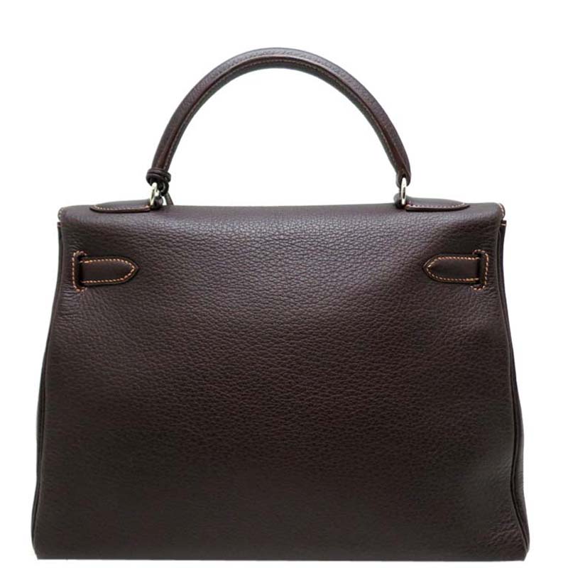 

Hermes Dark Brown Fjord Leather Palladium Hardware Kelly 32 Bag