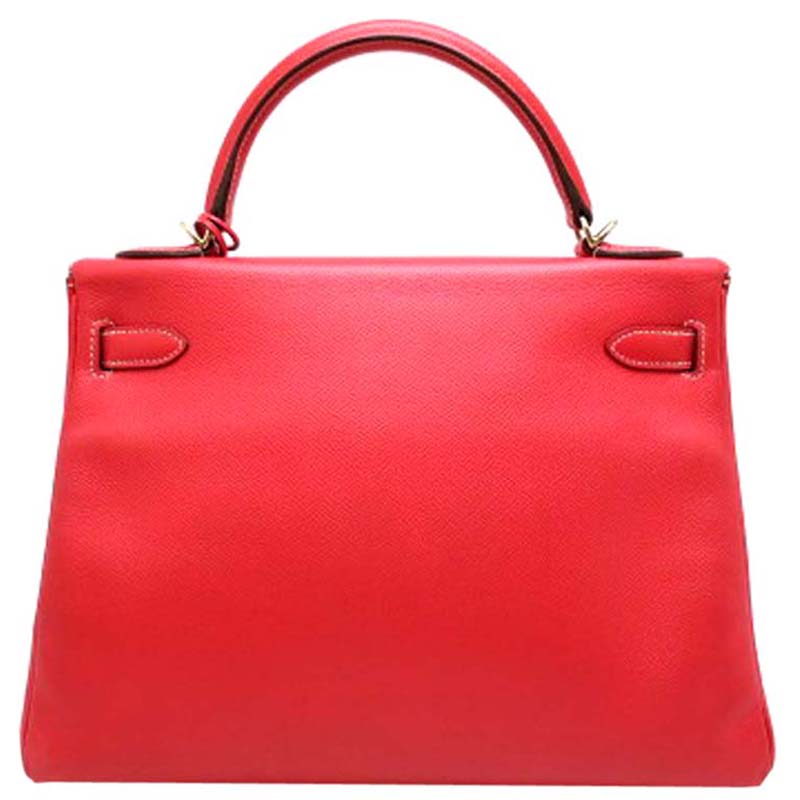

Hermes Rose Jaipur Leather Gold Hardware Kelly 32 Bag, Red