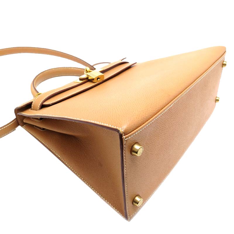 

Hermes Natural Courchevel Leather Gold Hardware Kelly 28 Bag, Brown