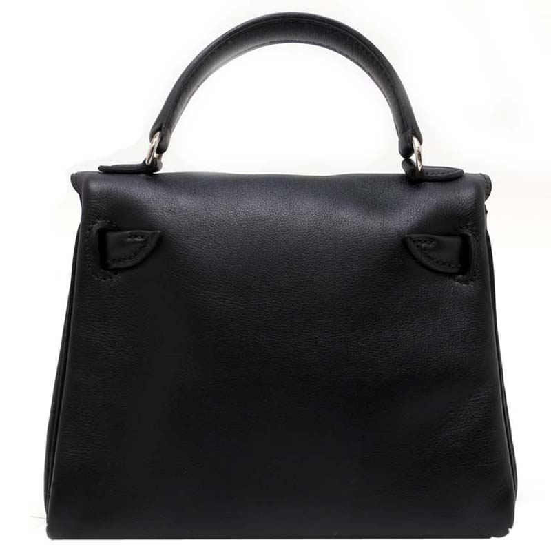 

Hermes Black Leather Palladium Hardware Kelly Doll Bag