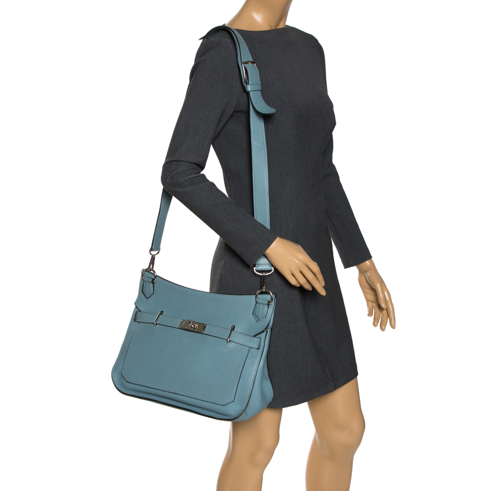 

Hermes Ciel Ardennes Leather Jypsiere 34 Bag, Blue