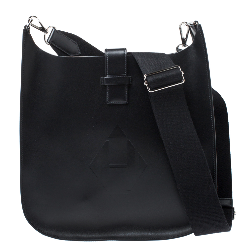 Pre-owned Hermes Black Vache Hunter Leather Evelyne Sellier 29 Bag